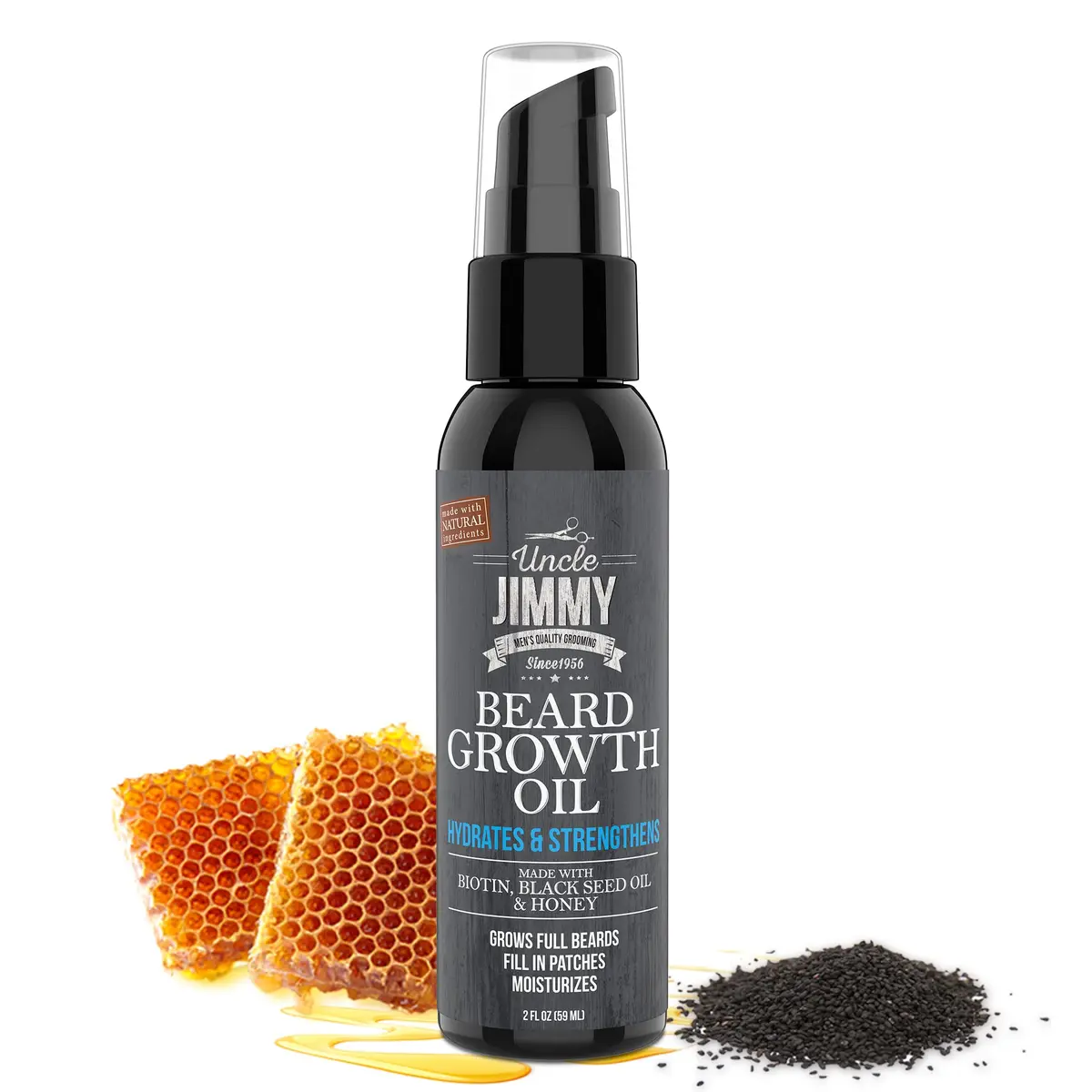Uncle Jimmy Beard Growth Oil with Biotin | Natural Beard Care for Thicker, Fuller Beard | Men's Facial Hair Treatment for Grooming | Increases Thickness and Volume 2 Fl Oz - view 4