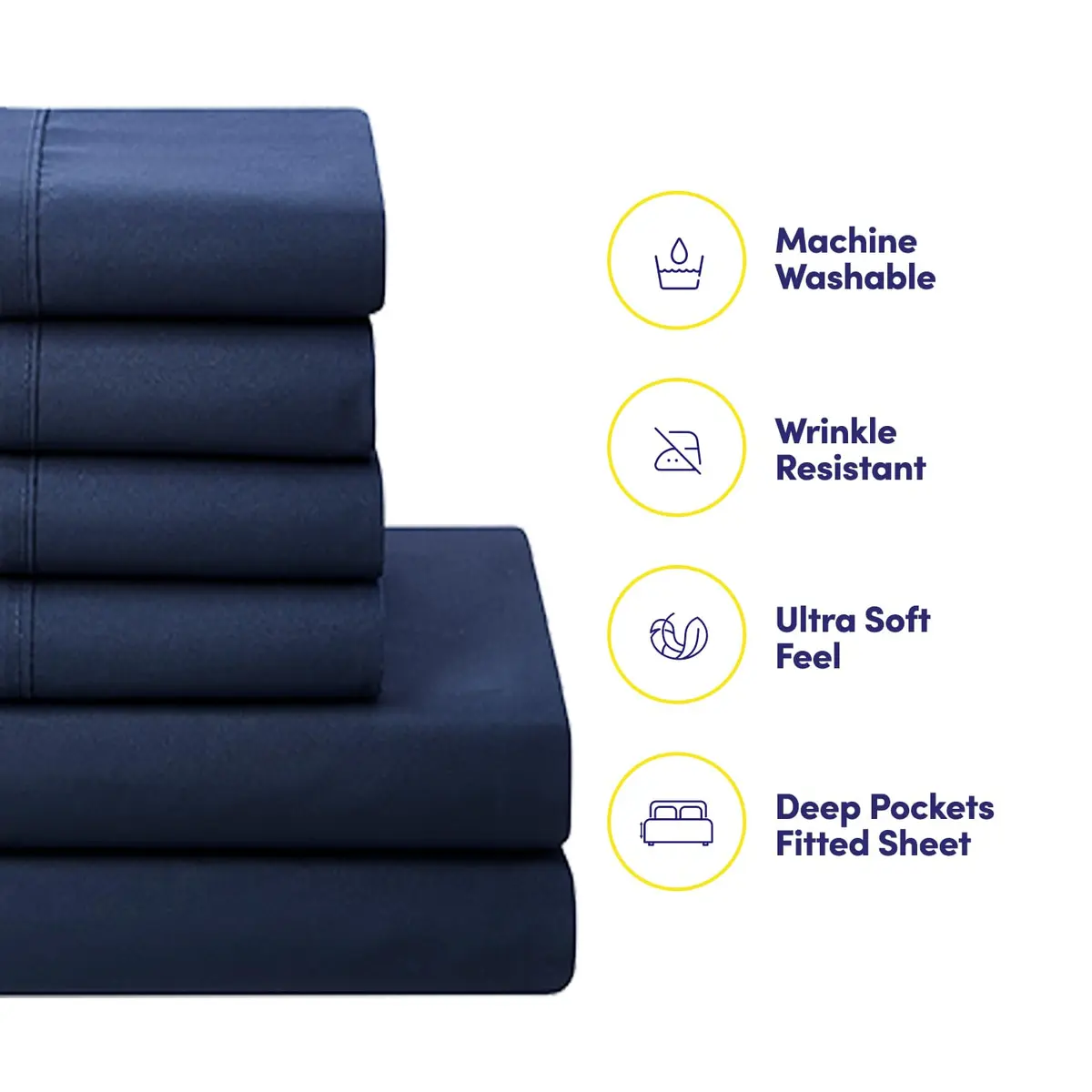 Sweet Home Collection 7 Piece Comforter Set in Navy | All-Season Microfiber Bedding - view 3