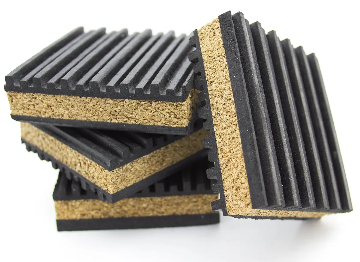 PneumaticPlus Cork & Rubber Anti Vibration Pads 6" x 6" | 7/8" Thick Vibration Damping - main product image