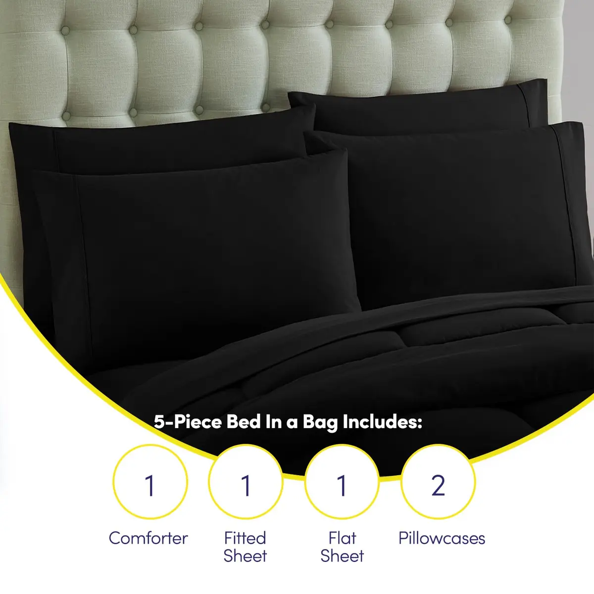 Sweet Home Collection 5 Piece Comforter Set Bag Solid Color All Season Microfiber Twin | Luxurious Bedding - view 6