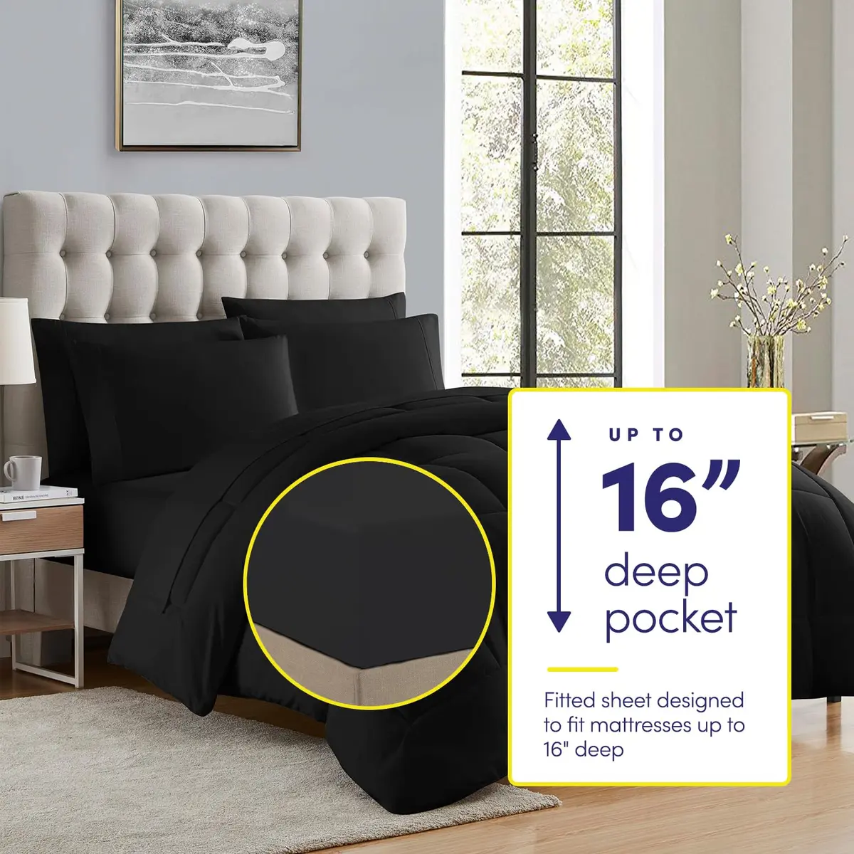 Sweet Home Collection 5 Piece Comforter Set Bag Solid Color All Season Microfiber Twin | Luxurious Bedding - view 2