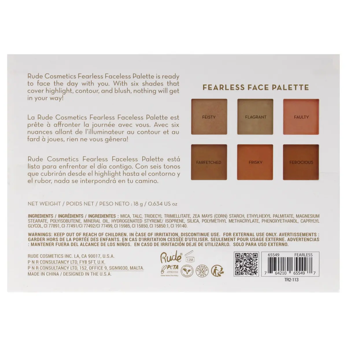 RUDE Face Palette - Fearless | High-Pigment Makeup for All Skin Tones, 0.634 oz - view 7