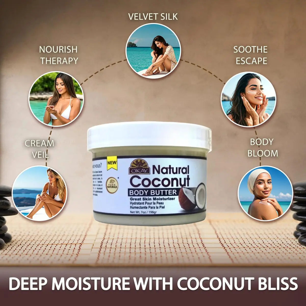 OKAY 100% Natural Coconut Butter for Skin and Hair 200ml (7 Oz) | Melts and Absorbs Easily - view 4