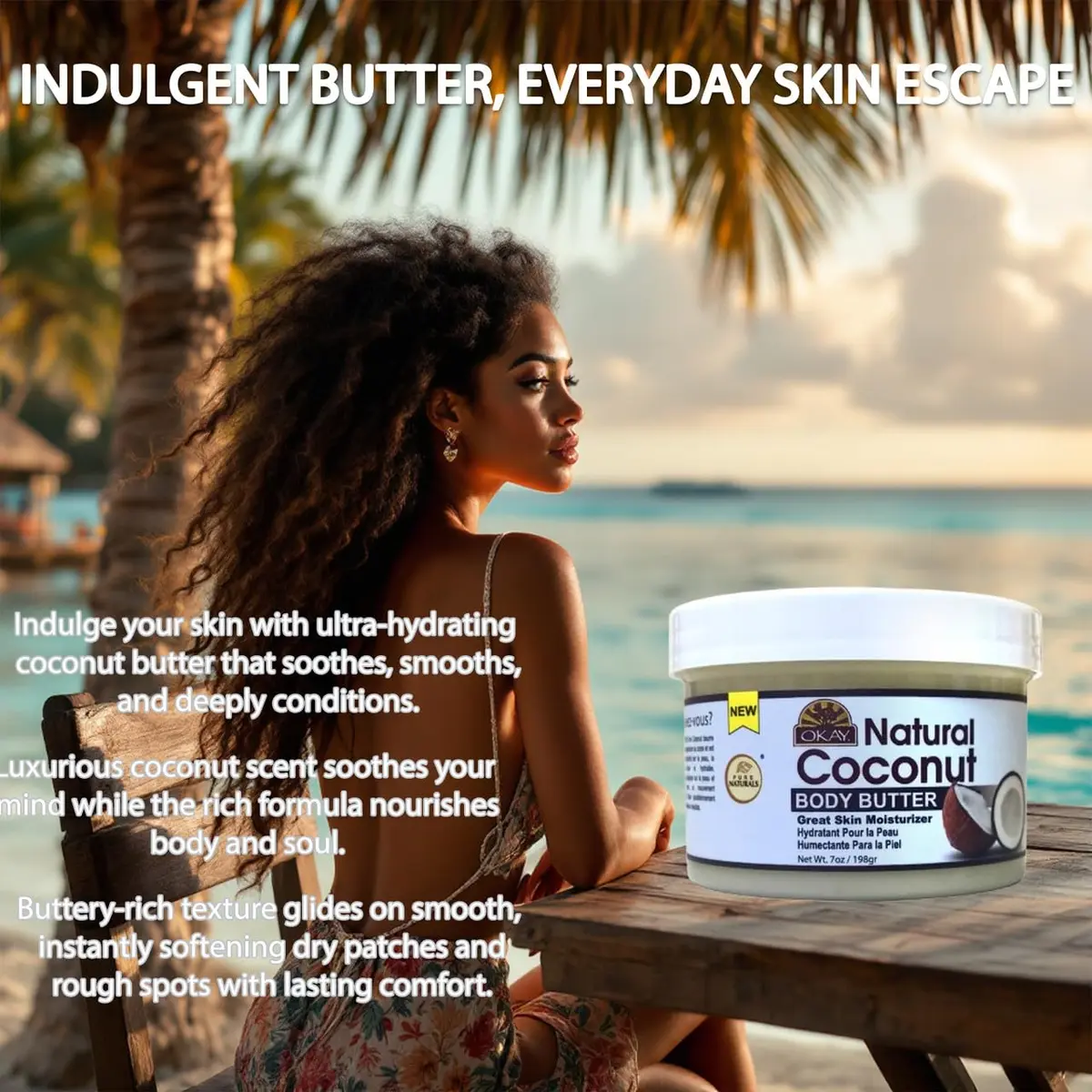 OKAY 100% Natural Coconut Butter for Skin and Hair 200ml (7 Oz) | Melts and Absorbs Easily - view 5