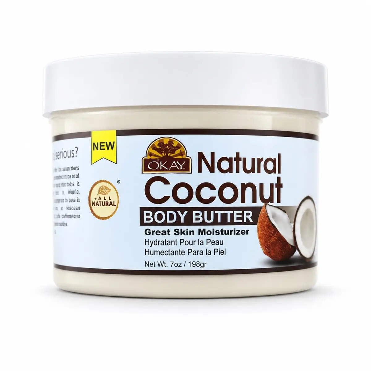 OKAY 100% Natural Coconut Butter for Skin and Hair 200ml (7 Oz) | Melts and Absorbs Easily - main product image