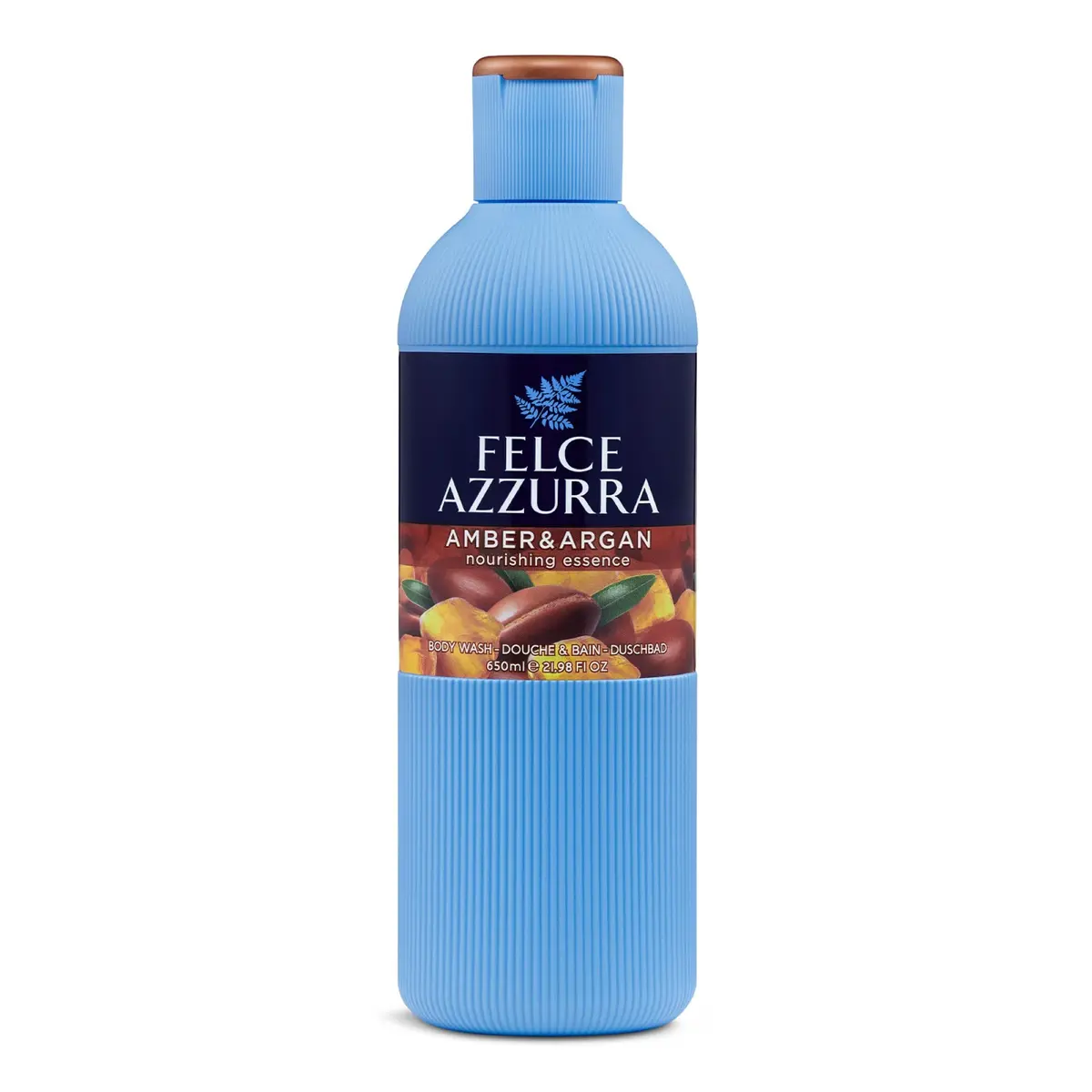 Felce Azzurra Amber & Argan Nourishing Essence Body Wash 621 ml (22 Fl Oz) | Rich Essential Oils for Soft, Perfumed Skin - main product image