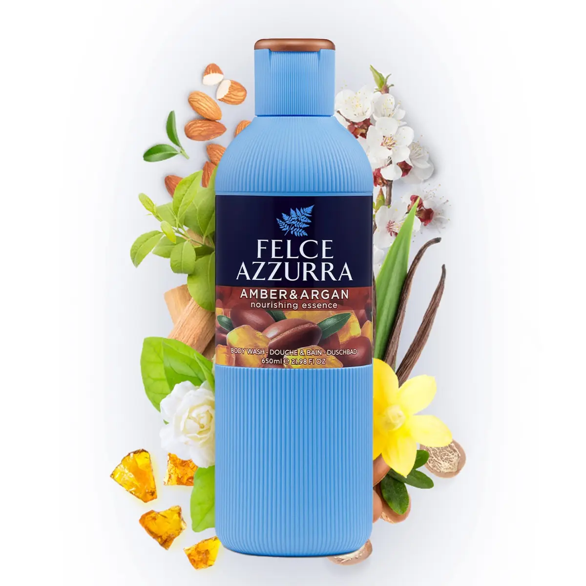 Felce Azzurra Amber & Argan Nourishing Essence Body Wash 621 ml (22 Fl Oz) | Rich Essential Oils for Soft, Perfumed Skin - view 2