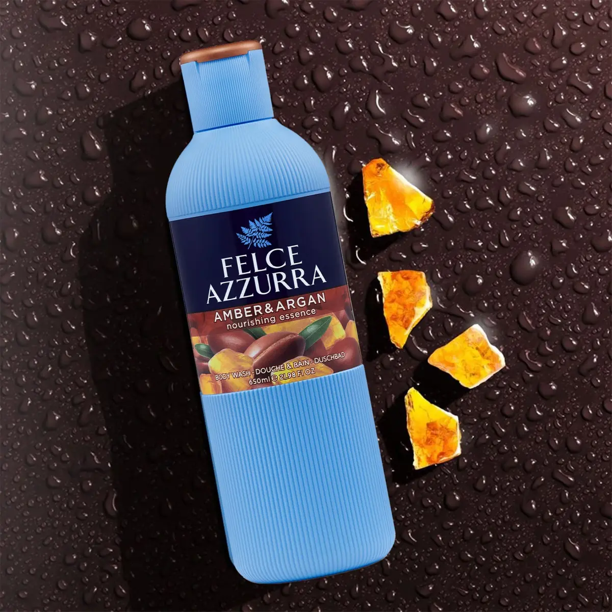 Felce Azzurra Amber & Argan Nourishing Essence Body Wash 621 ml (22 Fl Oz) | Rich Essential Oils for Soft, Perfumed Skin - view 3