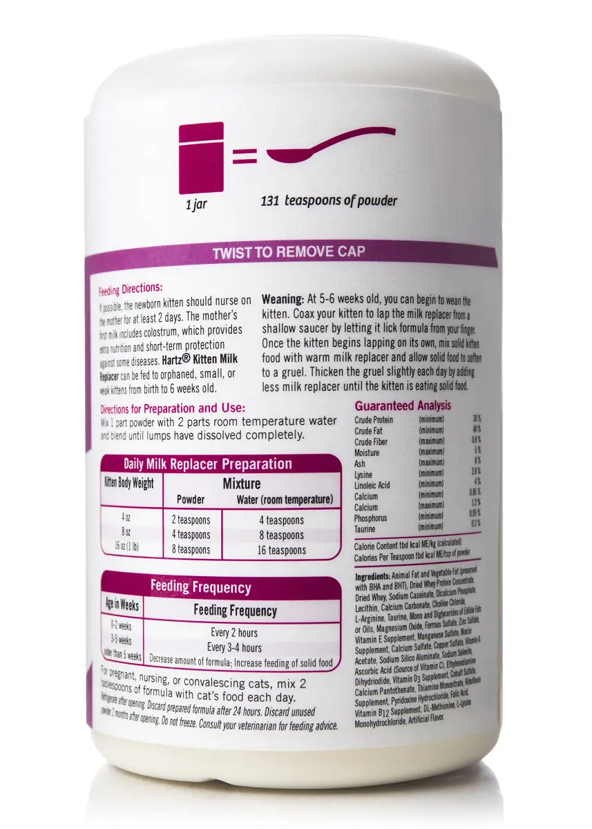 Hartz Powdered Kitten Milk Replacer Formula 11 Oz (312 g) | Precisely Formulated for Kittens - view 2