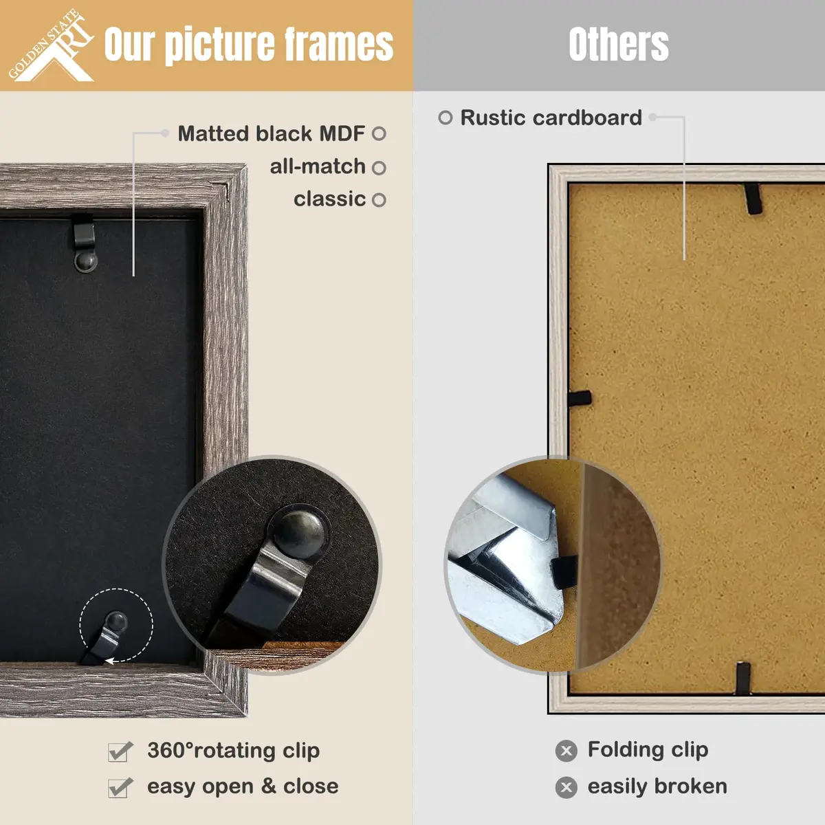 Golden State Art 4x6 Triple Picture Frame White | Modern Collage with Real Glass - view 5