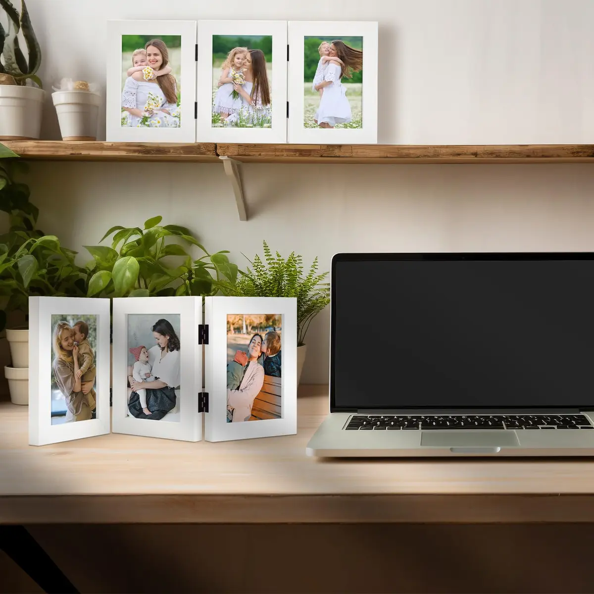 Golden State Art 4x6 Triple Picture Frame White | Modern Collage with Real Glass - view 6