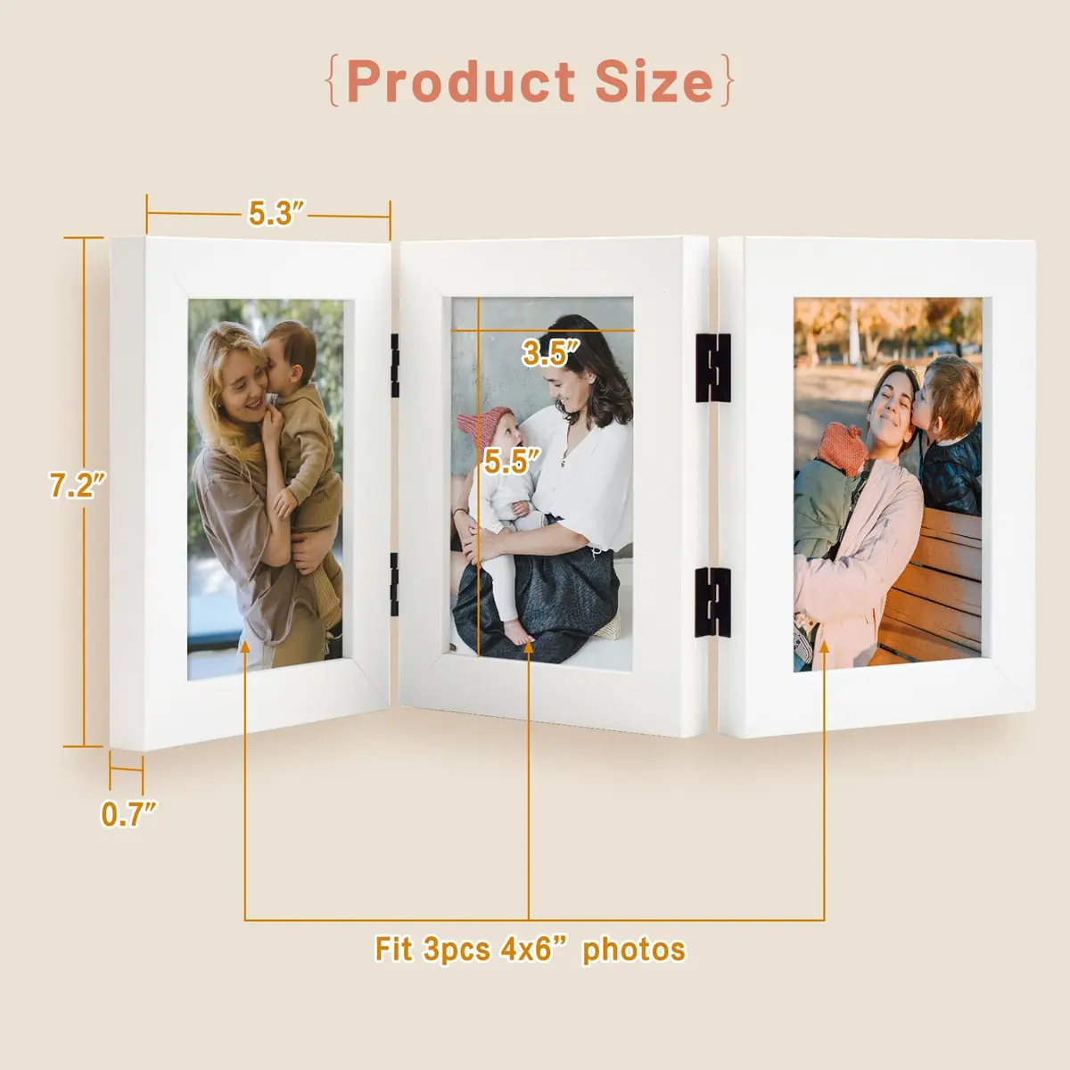 Golden State Art 4x6 Triple Picture Frame White | Modern Collage with Real Glass - view 2