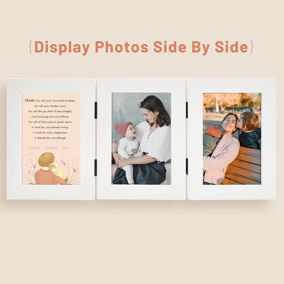 Golden State Art 4x6 Triple Picture Frame White | Modern Collage with Real Glass - view 3