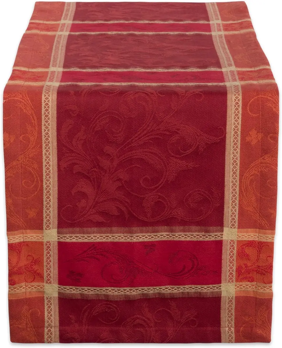 DII Traditional Harvest Wheat Jacquard Table Runner 35.5 cm x 183 cm (14" x 72") | Festive Fall Decor for Indian Dining Tables - main product image