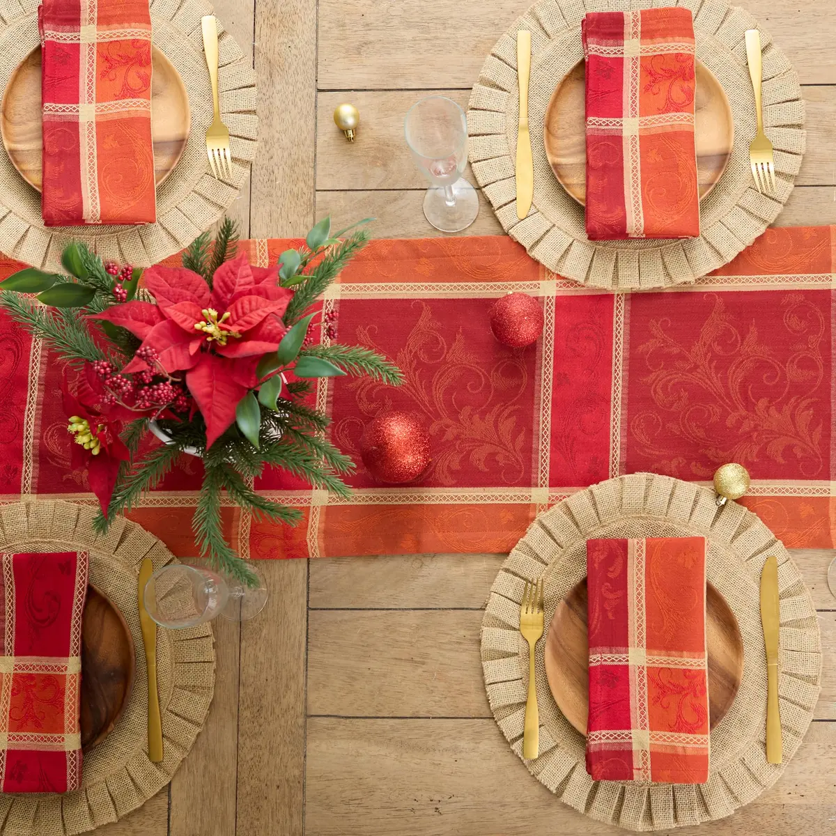DII Traditional Harvest Wheat Jacquard Table Runner 35.5 cm x 183 cm (14" x 72") | Festive Fall Decor for Indian Dining Tables - view 4
