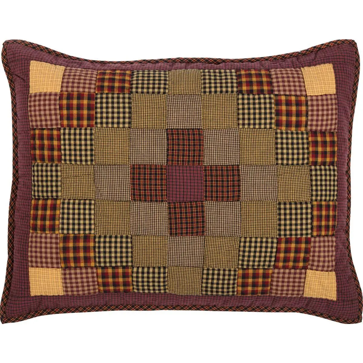 VHC Brands Heritage Farms Patchwork Pillow Sham, Standard, Burgundy Red | Rustic Country Style - view 4
