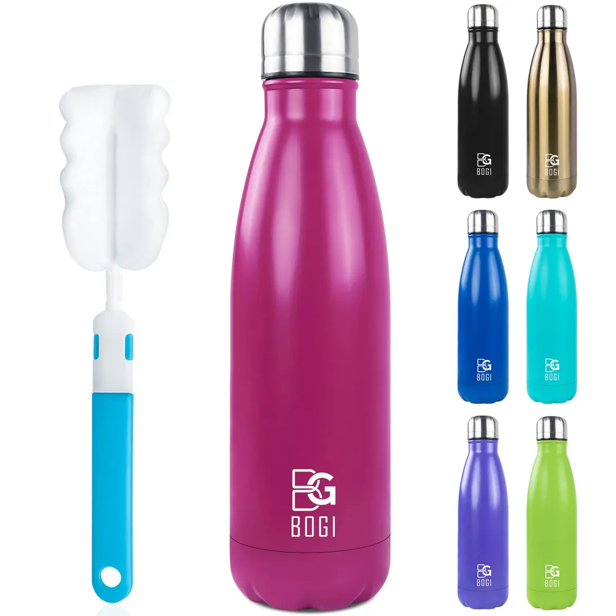 BOGI 17oz Insulated Water Bottle Double Wall Vacuum Stainless Steel Water Bottles | Leak Proof, Keeps Hot & Cold - main product image
