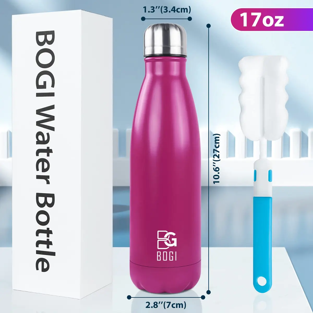 BOGI 17oz Insulated Water Bottle Double Wall Vacuum Stainless Steel Water Bottles | Leak Proof, Keeps Hot & Cold - view 2