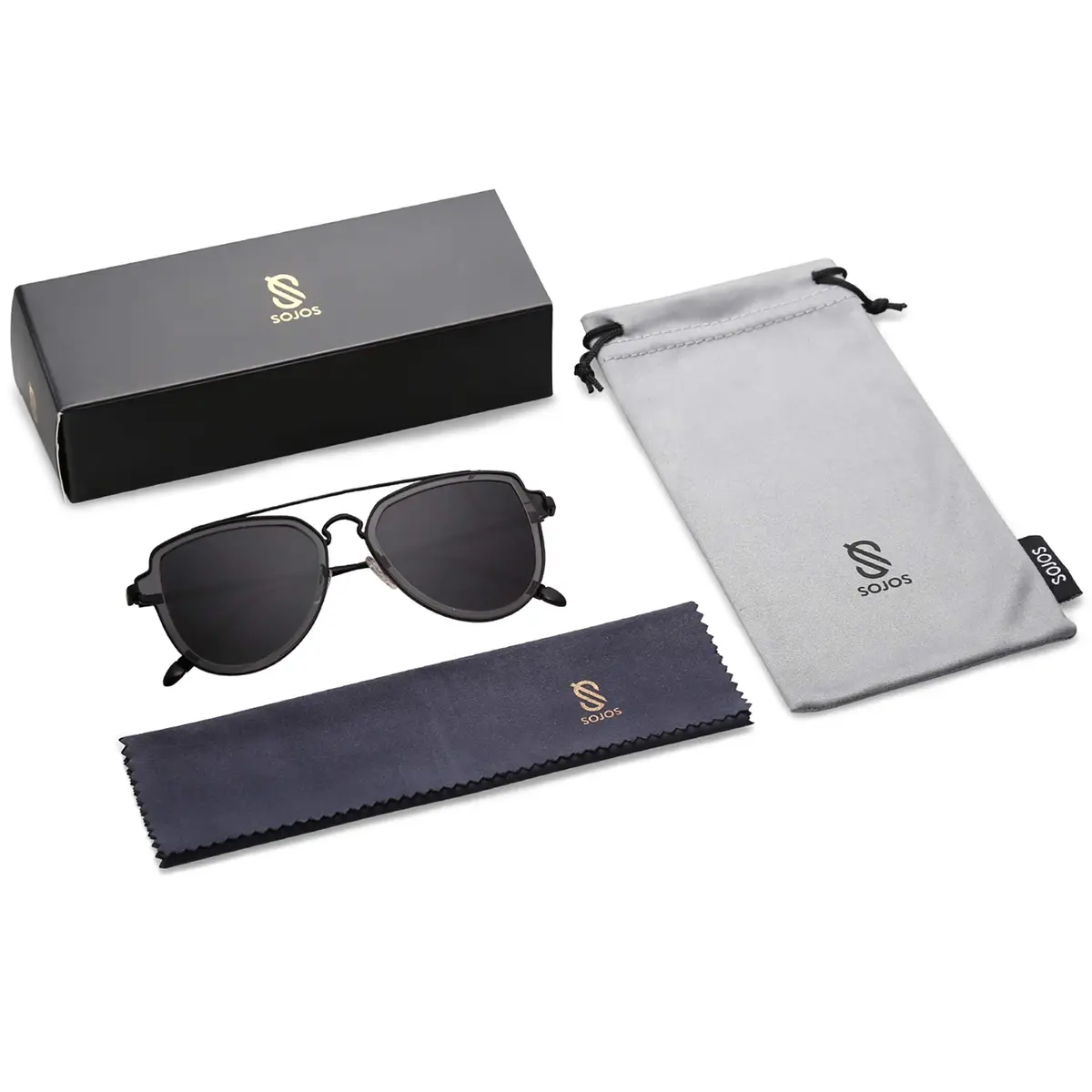 SOJOS Retro Polarized Double Bridge Sunglasses for Men Women SJ1051 | 63mm (2.48in) Lens Width - view 5