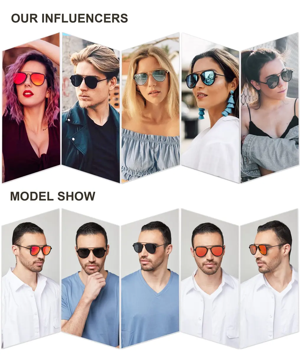 SOJOS Retro Polarized Double Bridge Sunglasses for Men Women Mirrored Lens with Gold Frame and UV400 Protection - view 4