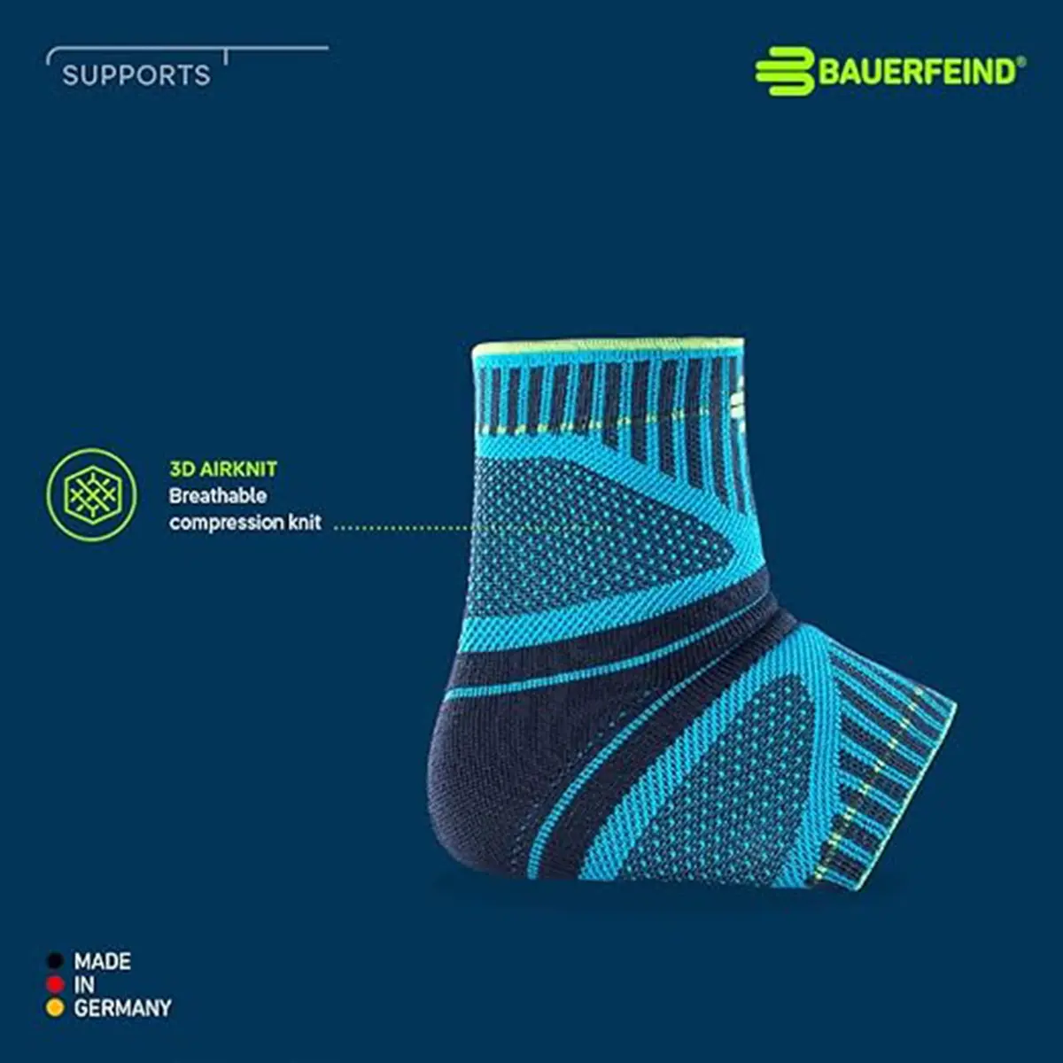 Bauerfeind Sports Ankle Support Dynamic - Ankle Compression Sleeve for Freedom of Movement - 3D AirKnit Fabric for Breathability - Premium Quality & Washable (Large, Rivera) - view 2