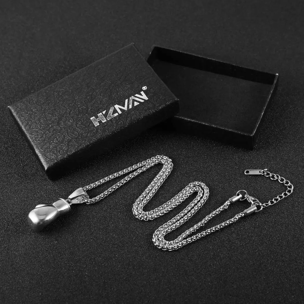 HZMAN Boxing Glove Pendant Necklace with Chain | Stainless Steel, 22+2 Inch Extender - view 5