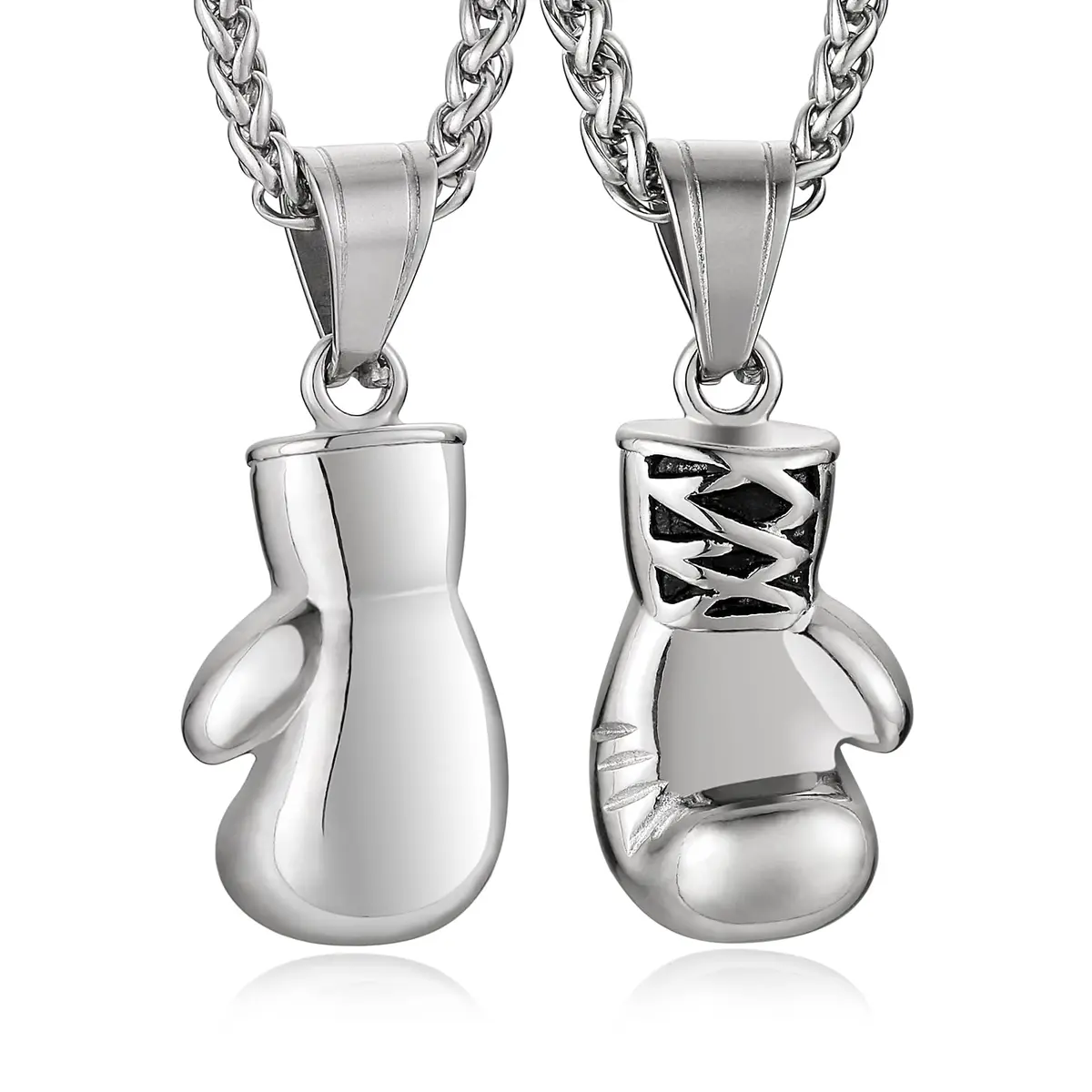 HZMAN Boxing Glove Pendant Necklace with Chain | Stainless Steel, 22+2 Inch Extender - main product image