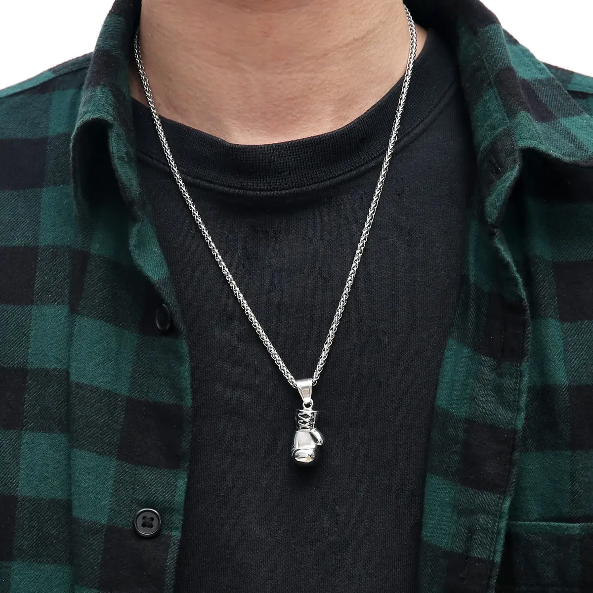 HZMAN Boxing Glove Pendant Necklace with Chain | Stainless Steel, 22+2 Inch Extender - view 2