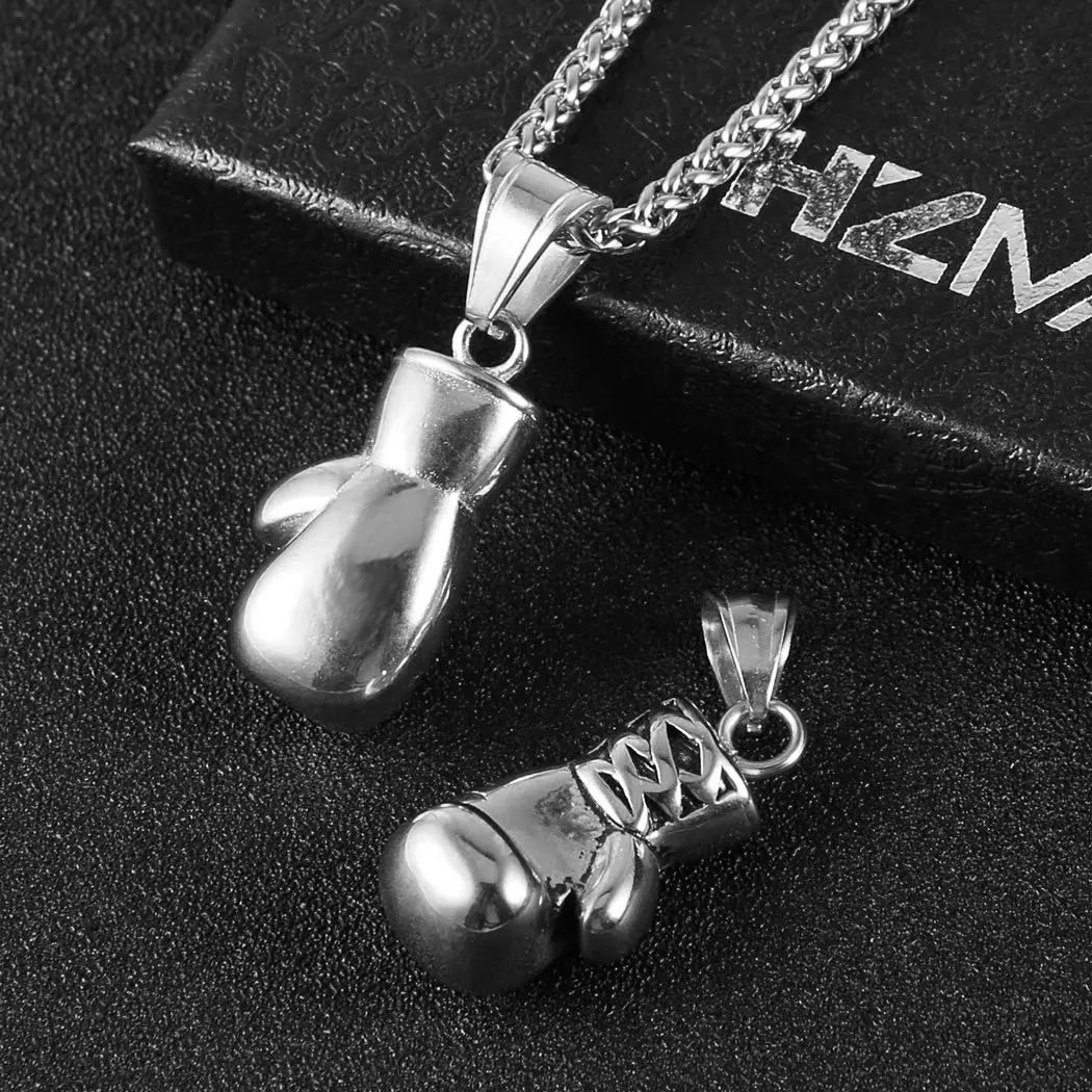 HZMAN Boxing Glove Pendant Necklace with Chain | Stainless Steel, 22+2 Inch Extender - view 3