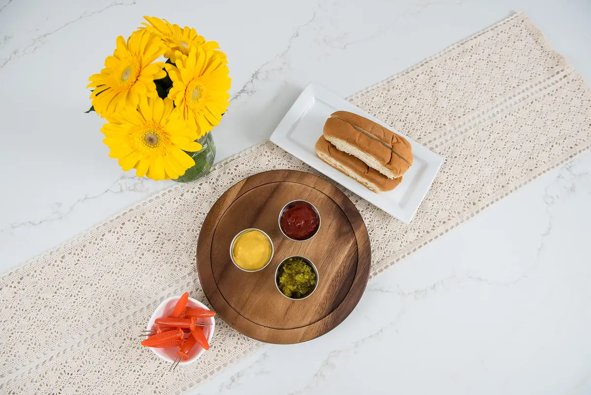 Lipper International Acacia Wood 10" Kitchen Turntable | Durable 10" Diameter Spices & Condiments Organizer - view 8
