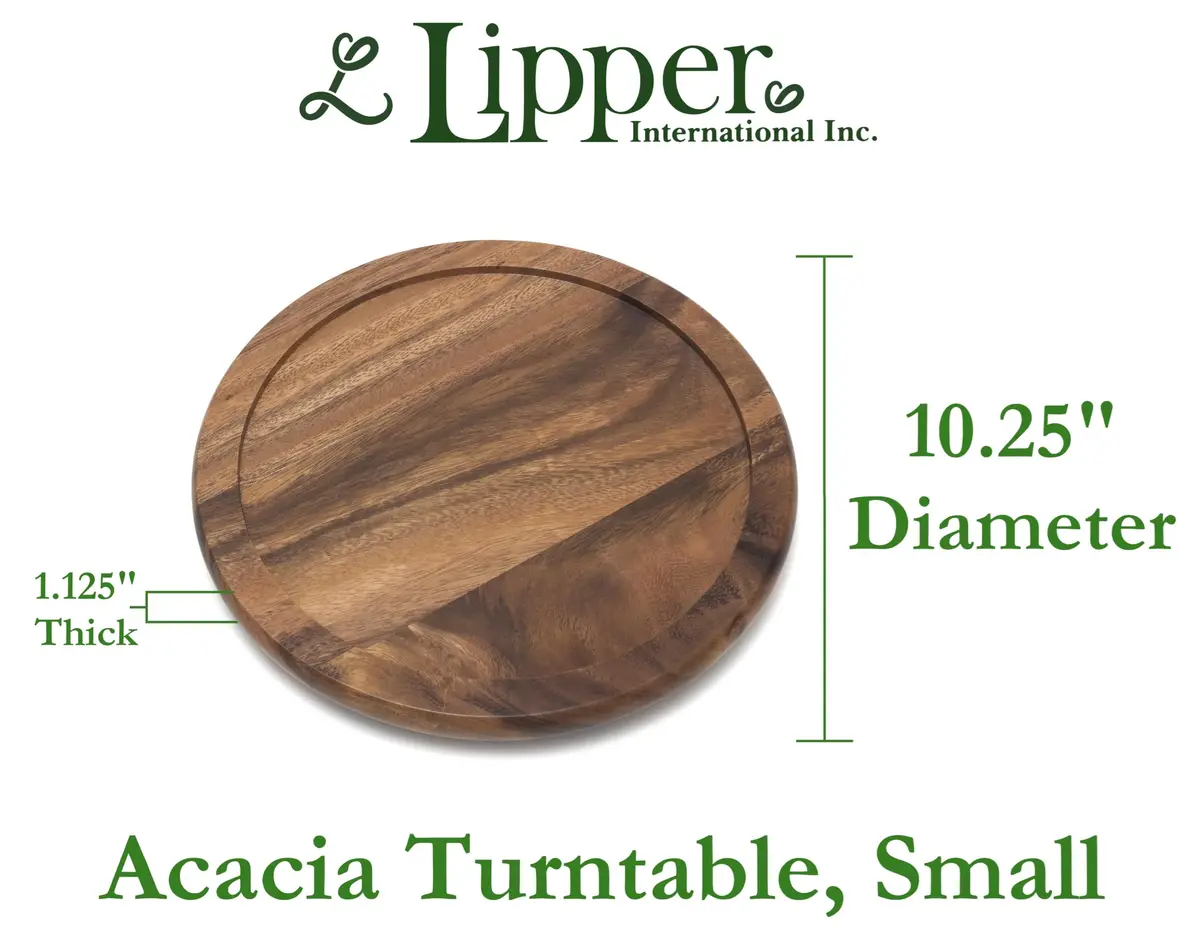 Lipper International Acacia Wood 10" Kitchen Turntable | Durable 10" Diameter Spices & Condiments Organizer - view 3