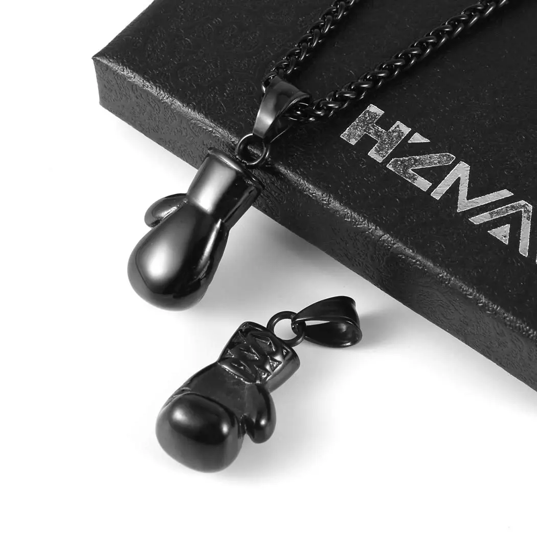 HZMAN Boxing Glove Bible Verse Pendant Necklace 2.5 cm (1.0 inch) | Stainless Steel Chain with Extender - view 4