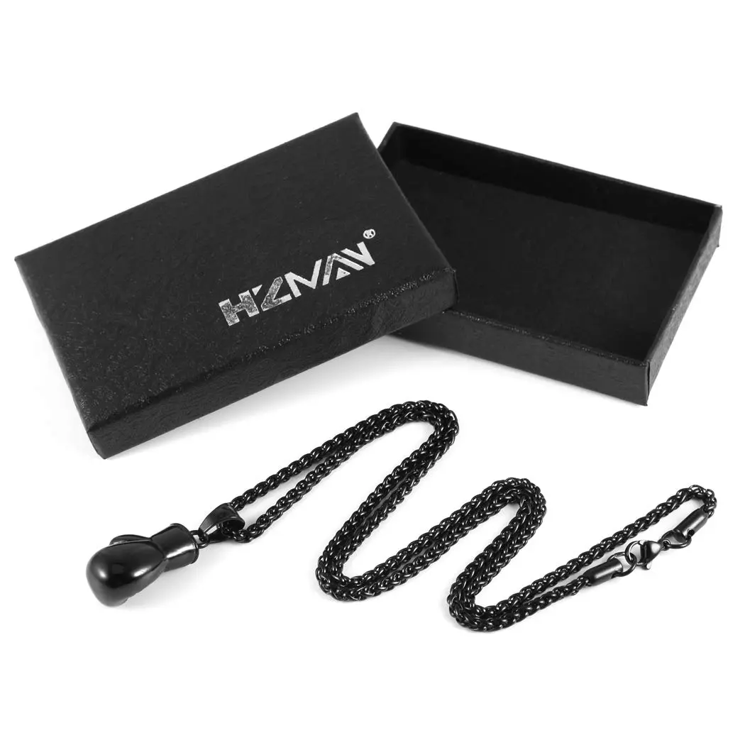 HZMAN Boxing Glove Bible Verse Pendant Necklace 2.5 cm (1.0 inch) | Stainless Steel Chain with Extender - view 5