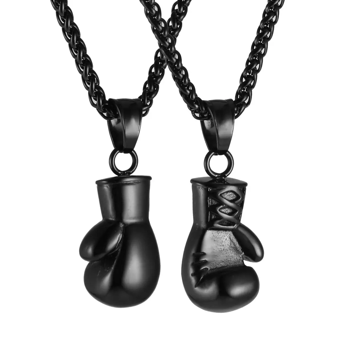 HZMAN Boxing Glove Bible Verse Pendant Necklace 2.5 cm (1.0 inch) | Stainless Steel Chain with Extender - main product image