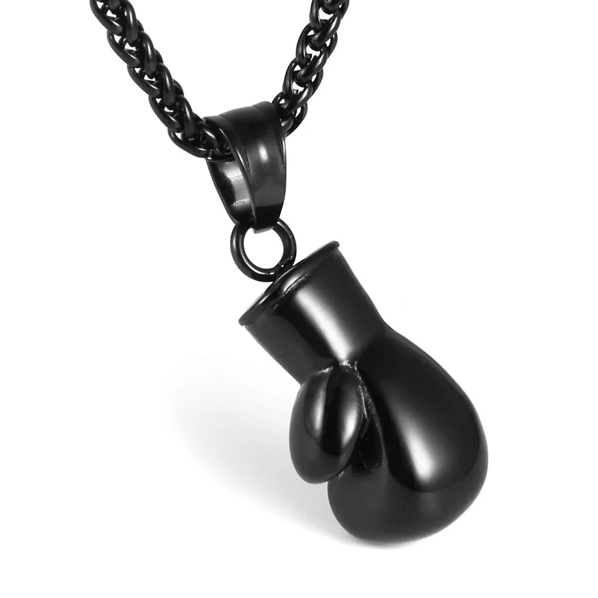 HZMAN Boxing Glove Bible Verse Pendant Necklace 2.5 cm (1.0 inch) | Stainless Steel Chain with Extender - view 3