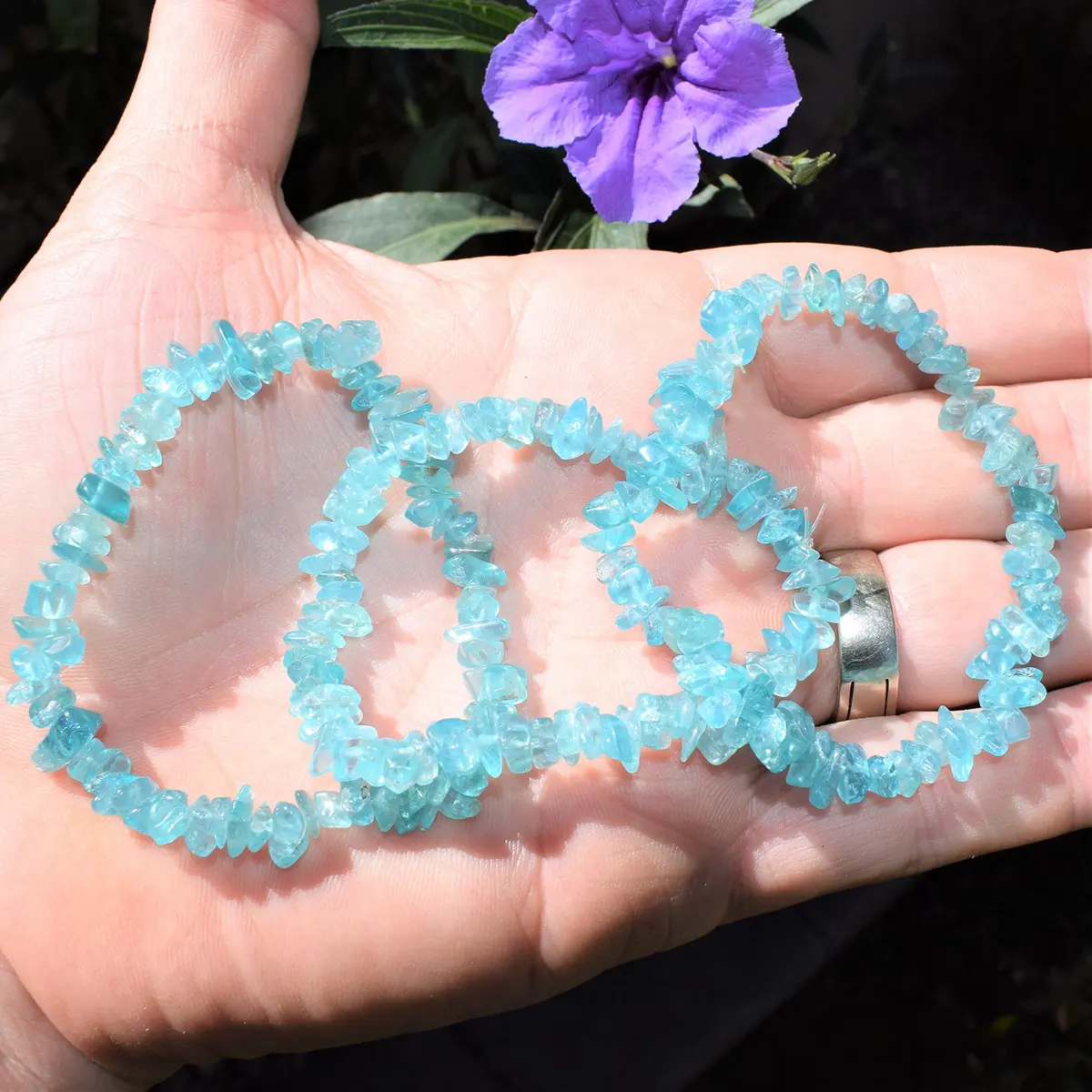 Zenergy Gems Blue Apatite Crystal Bead Bracelet 7" | Psychic Development & Akashic Records - view 5
