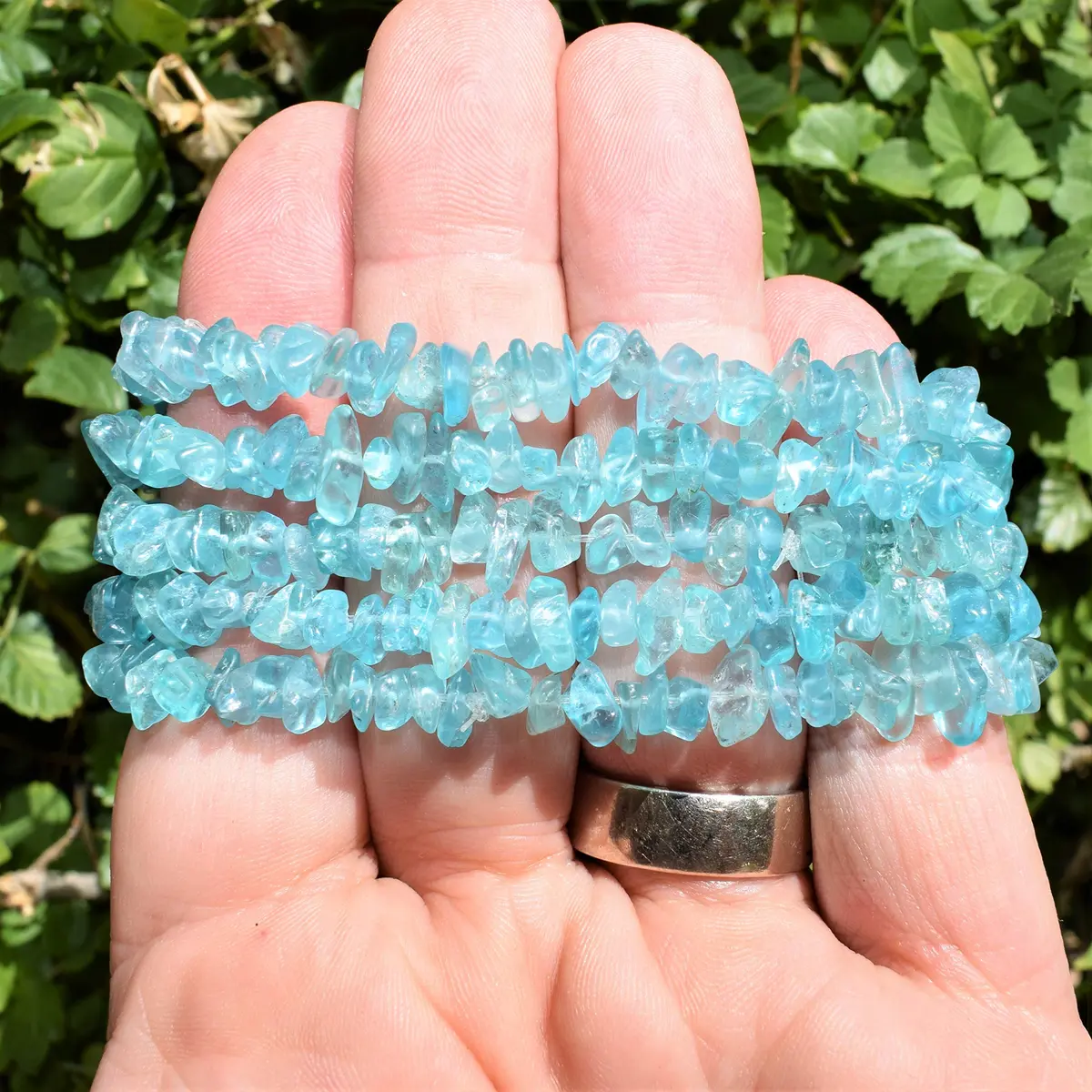 Zenergy Gems Blue Apatite Crystal Bead Bracelet 7" | Psychic Development & Akashic Records - view 3