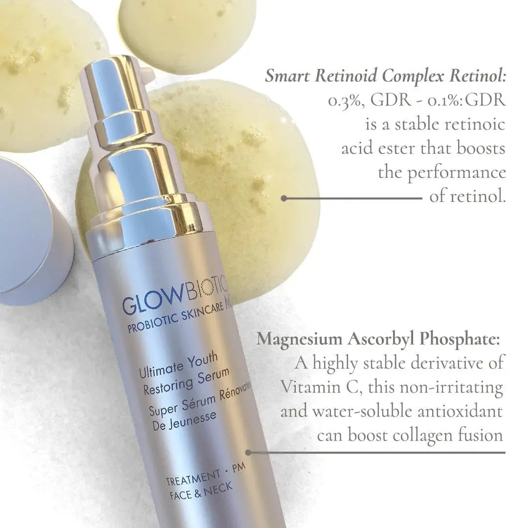 Glowbiotics Ultimate Youth 5-in-1 Restoring Serum – Anti-Aging Face Treatment with Retinol, Vitamin C, Peptides & Probiotics (1 fl oz) - view 2