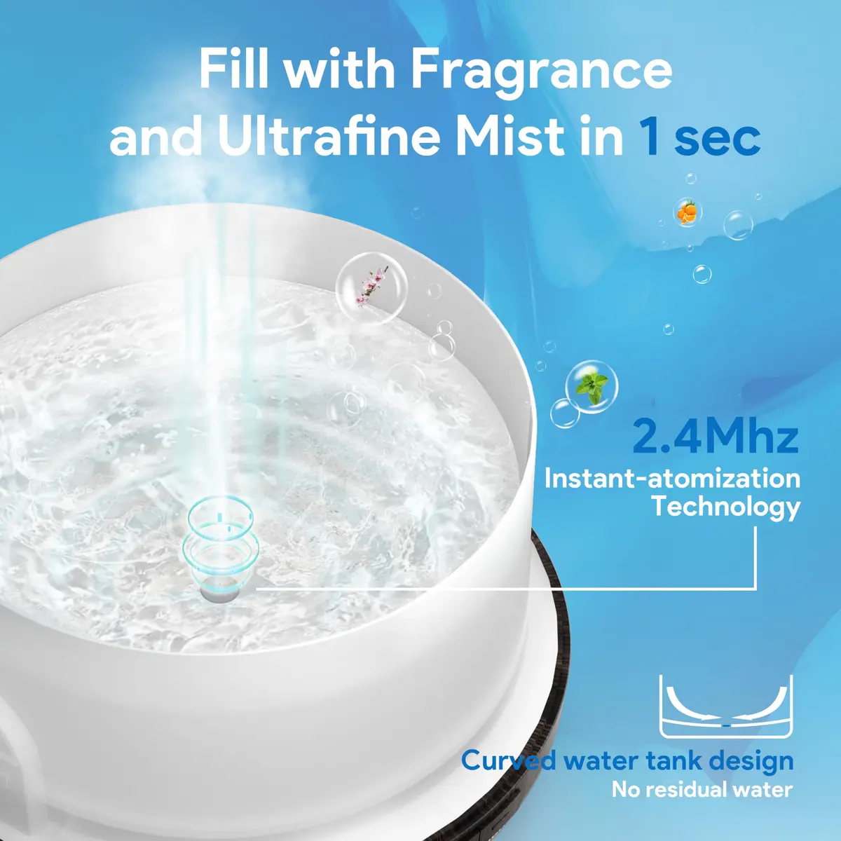 ASAKUKI 500ML Essential Oil Diffuser for Home, Brown | Ultrasonic Aromatherapy Humidifier with Remote Control & 7 Color LED Lights - view 3