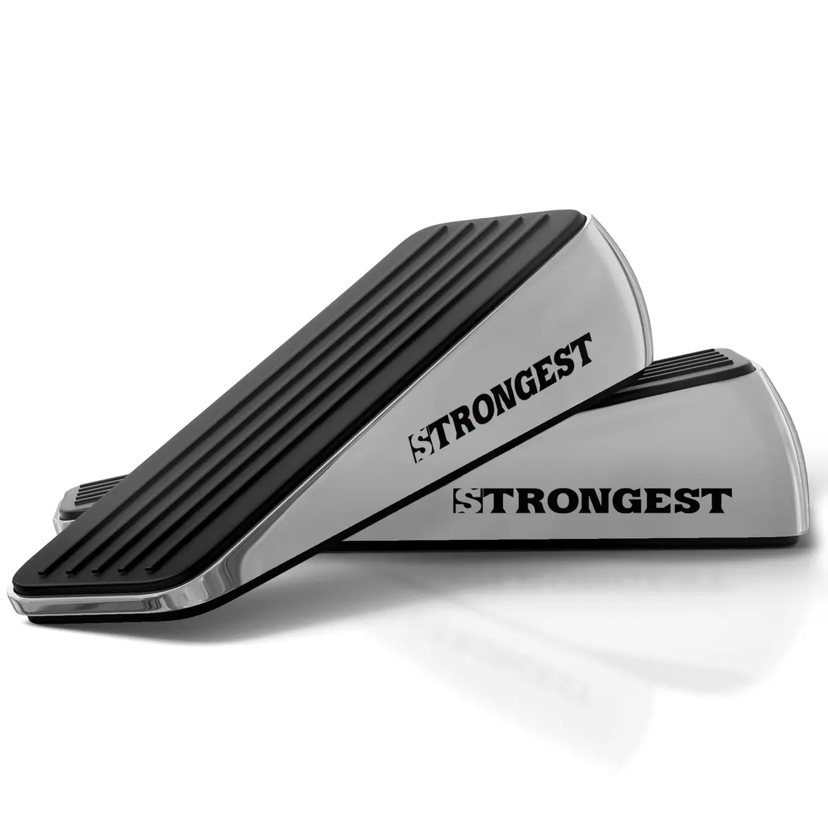 STRONGEST HOME Chrome Door Stopper for Bottom of Door | Heavy Zinc Alloy, Non-Slip Base, Fits 0.16-1 in Gaps - main product image
