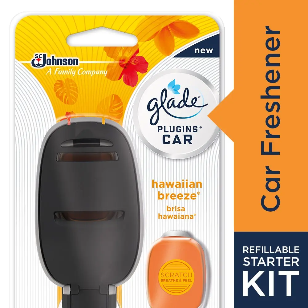 SC Johnson Glade PlugIns Car Air Freshener Starter Kit, Hawaiian Breeze, 0.11 Fl Oz | Adjustable Fragrance, 60 Days Odor Control - view 5
