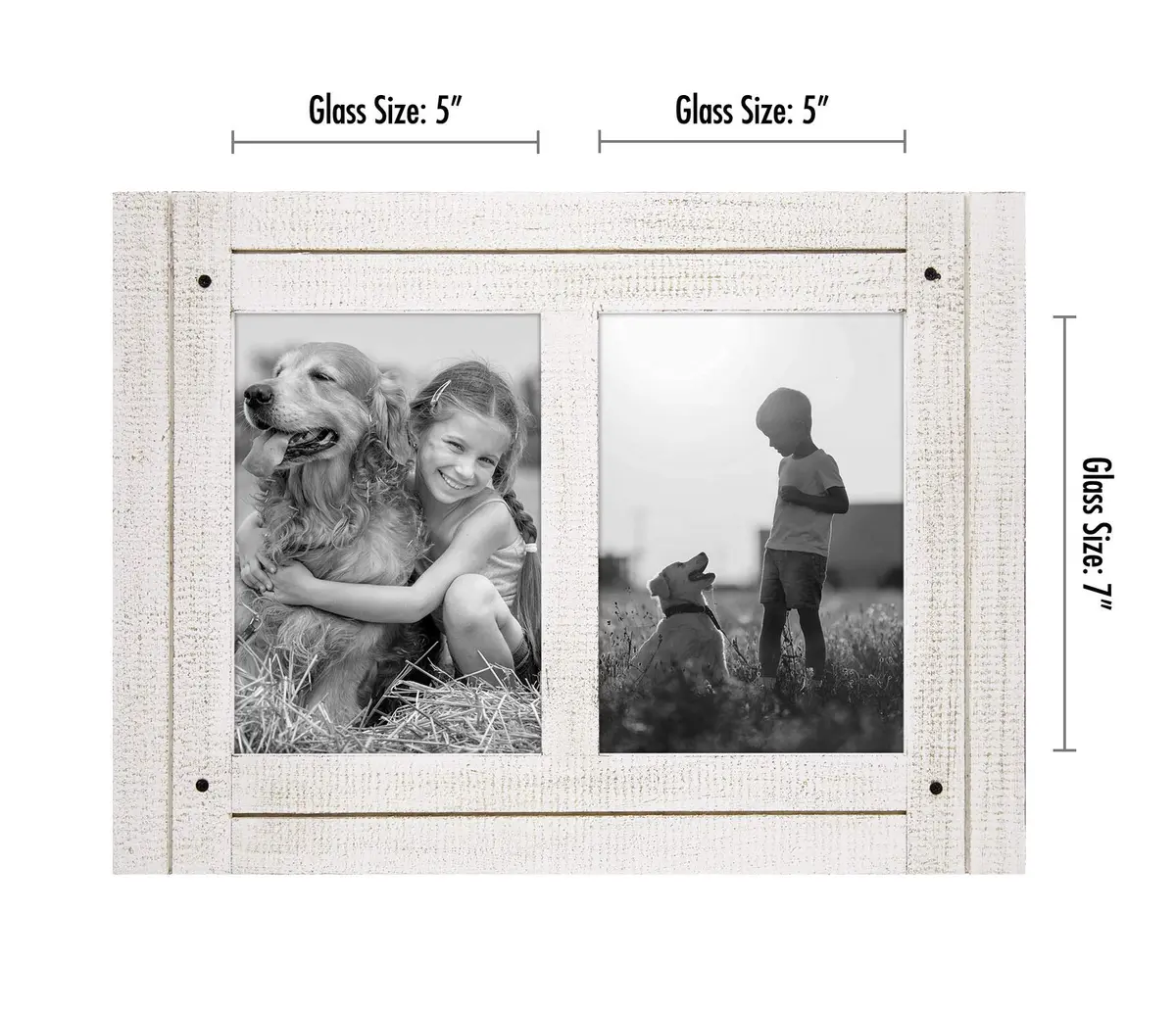 Americanflat 5x7 Double Picture Frame - Distressed Wood - Aspen White | Rustic Charm for Photos - view 8