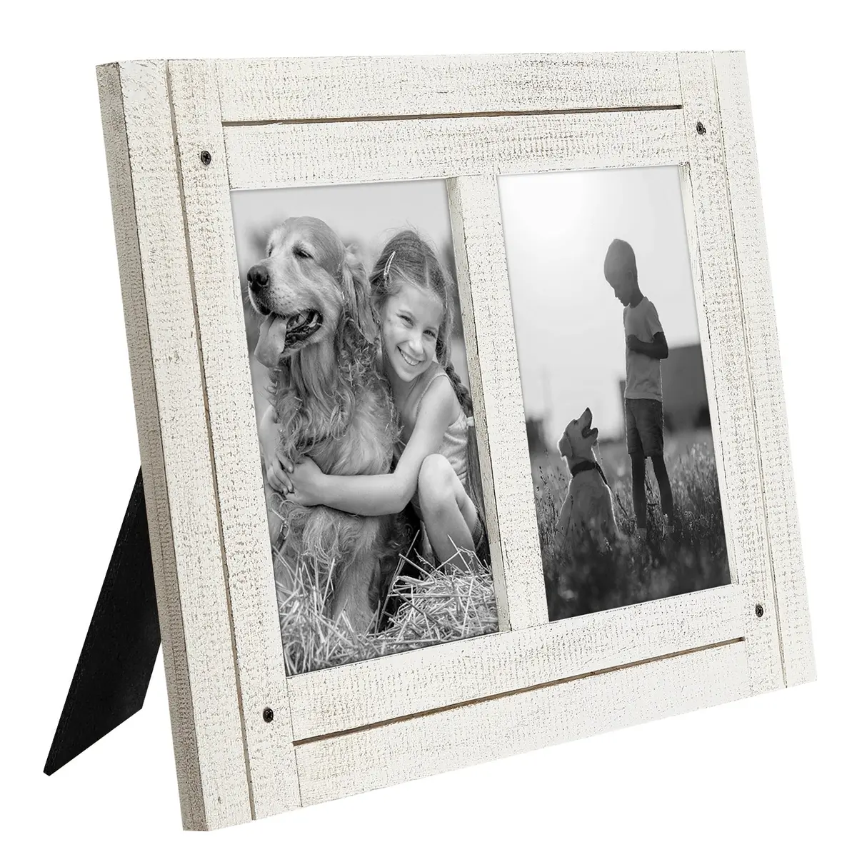 Americanflat 5x7 Double Picture Frame - Distressed Wood - Aspen White | Rustic Charm for Photos - view 9