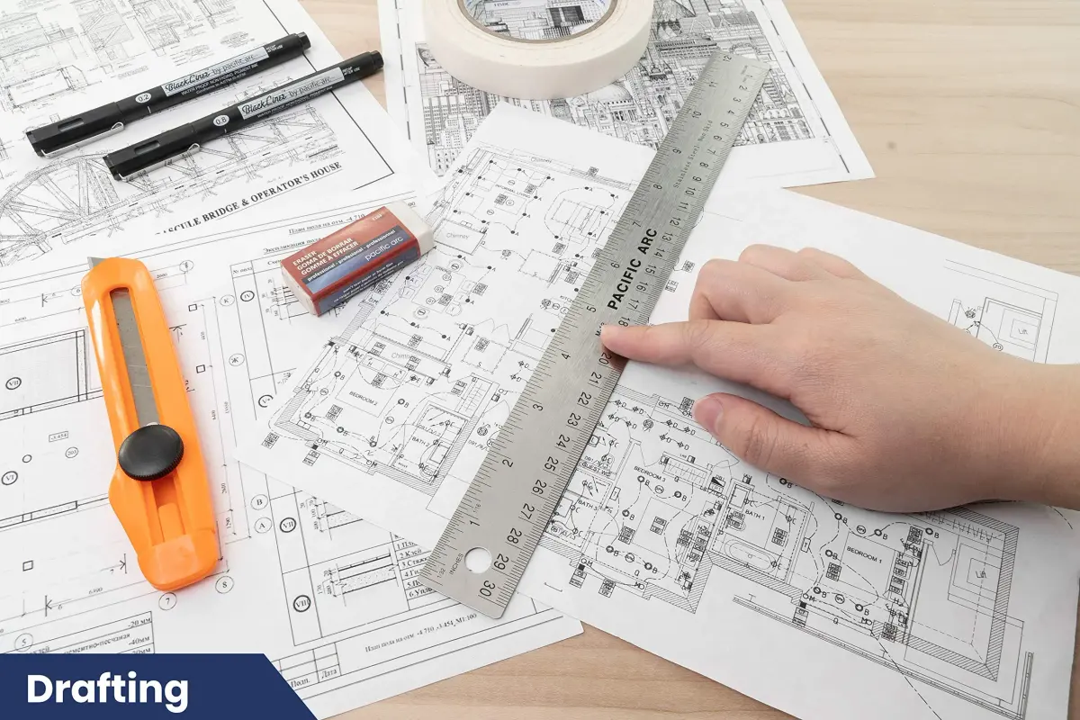 Pacific Arc Stainless Steel 12 Inch Metal Ruler with Cork Back & Metric Graduations | Precise Straight Edge for Artists & Projects - view 5