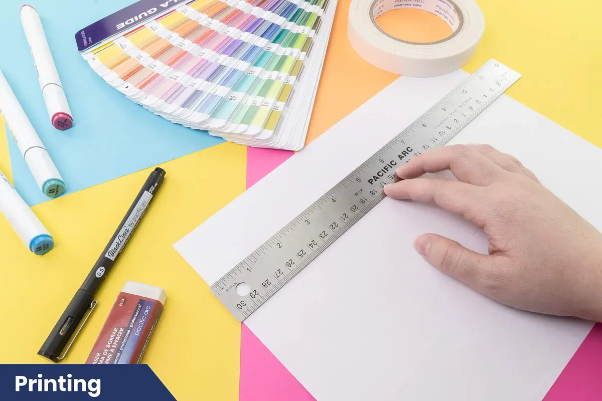 Pacific Arc Stainless Steel 12 Inch Metal Ruler with Cork Back & Metric Graduations | Precise Straight Edge for Artists & Projects - view 6