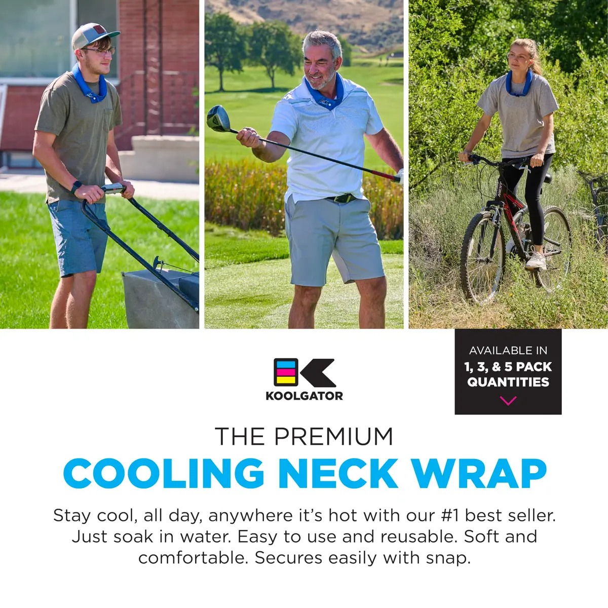 KOOLGATOR Evaporative Cooling Neck Wrap Golf Divot Drive 1 Pack | Natural Cooling Relief for Active Use - view 2
