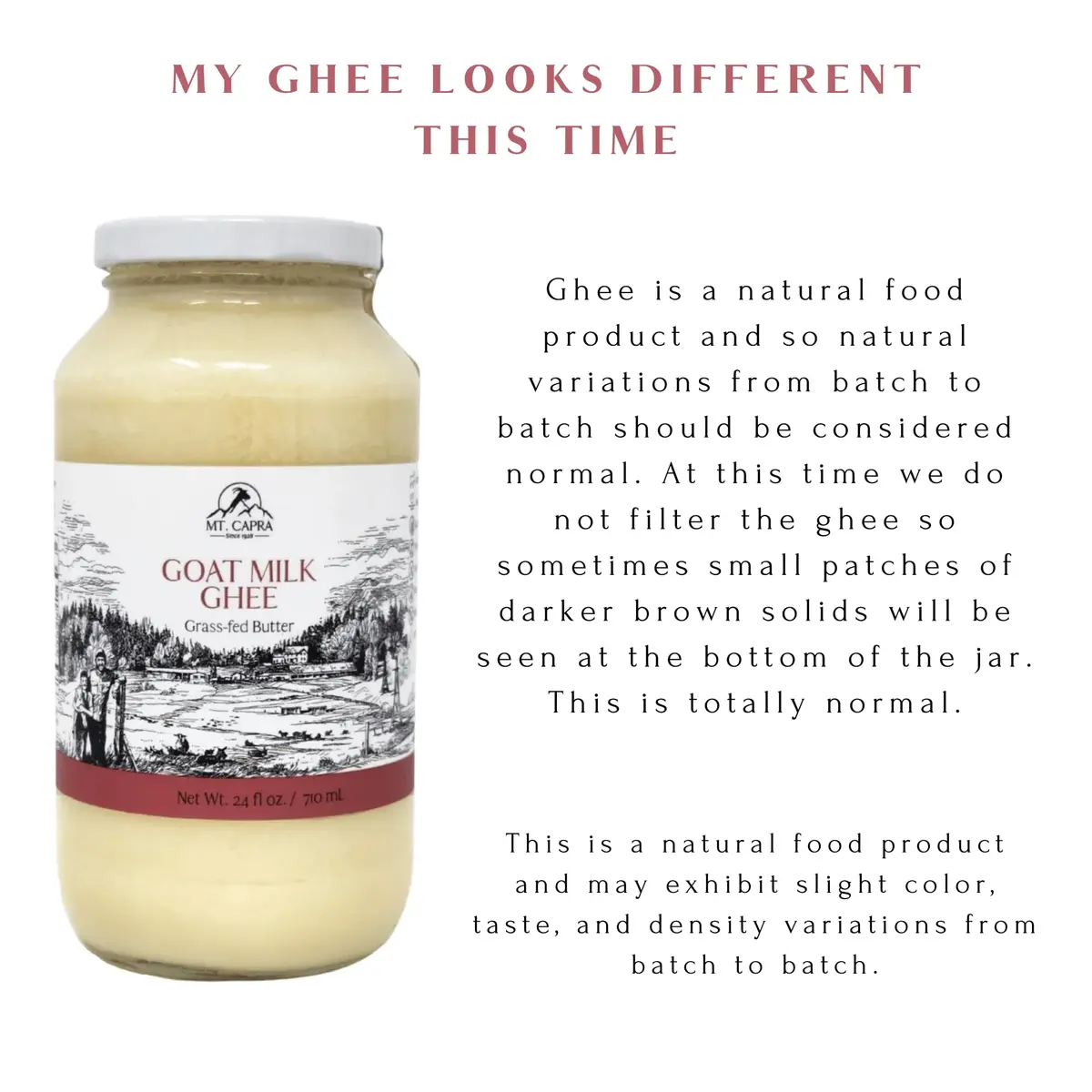 Mt. Capra Goat Milk Ghee | Pasture Raised & Unsalted | 24 Fl Oz - view 7