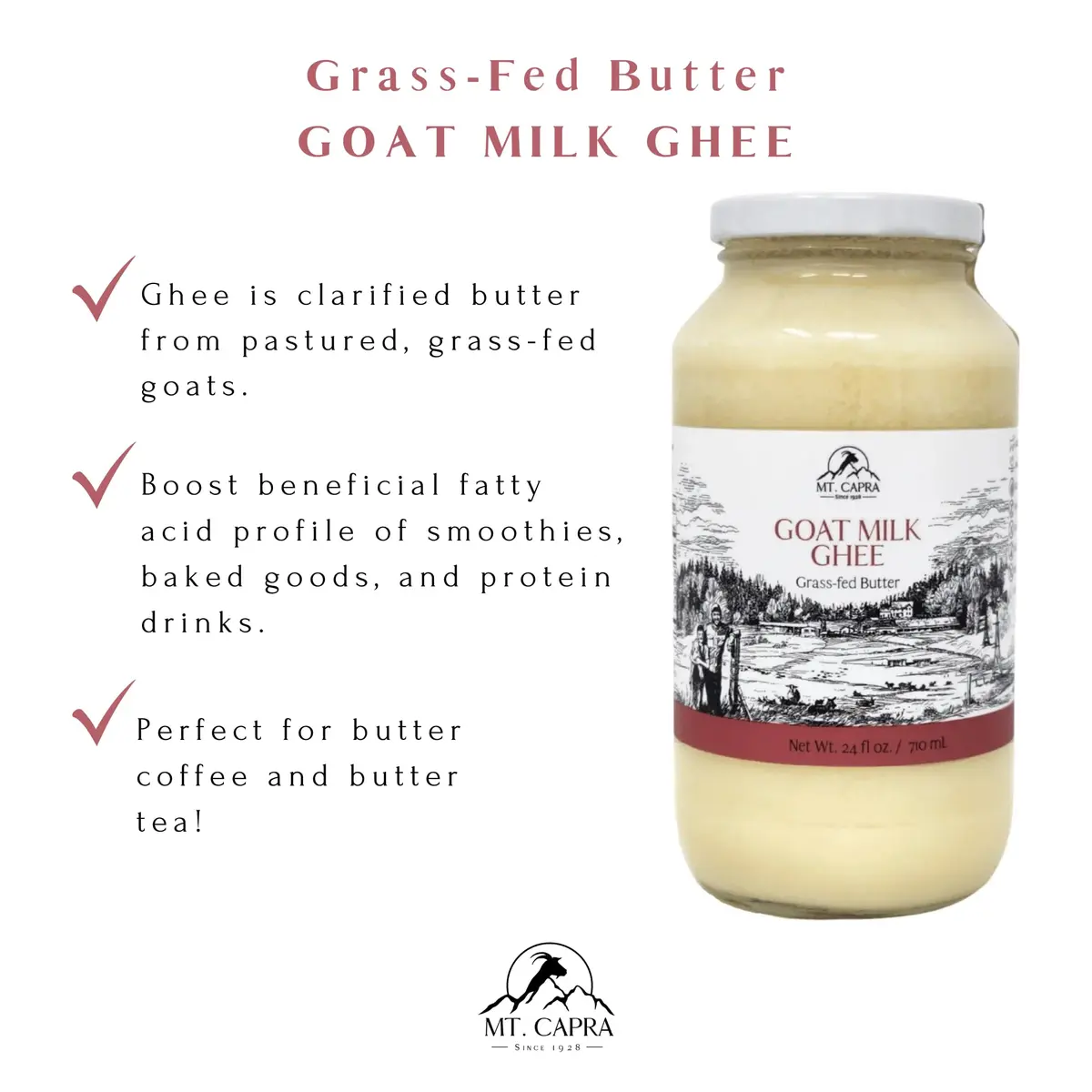 Mt. Capra Goat Milk Ghee | Pasture Raised & Unsalted | 24 Fl Oz - view 3
