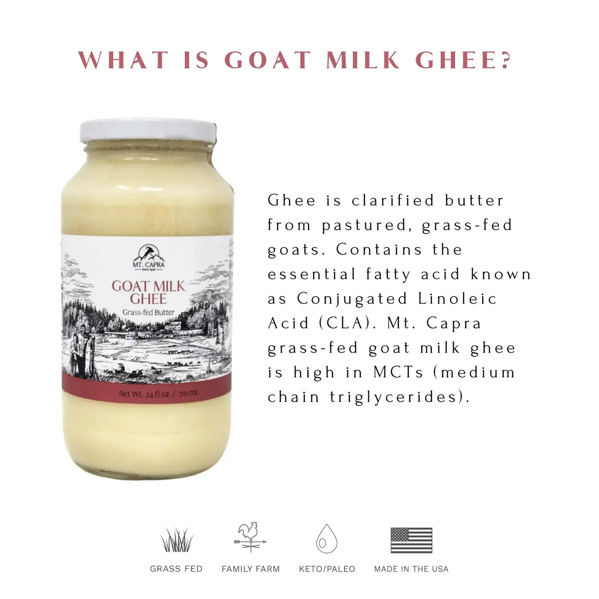 Mt. Capra Goat Milk Ghee | Pasture Raised & Unsalted | 24 Fl Oz - view 4