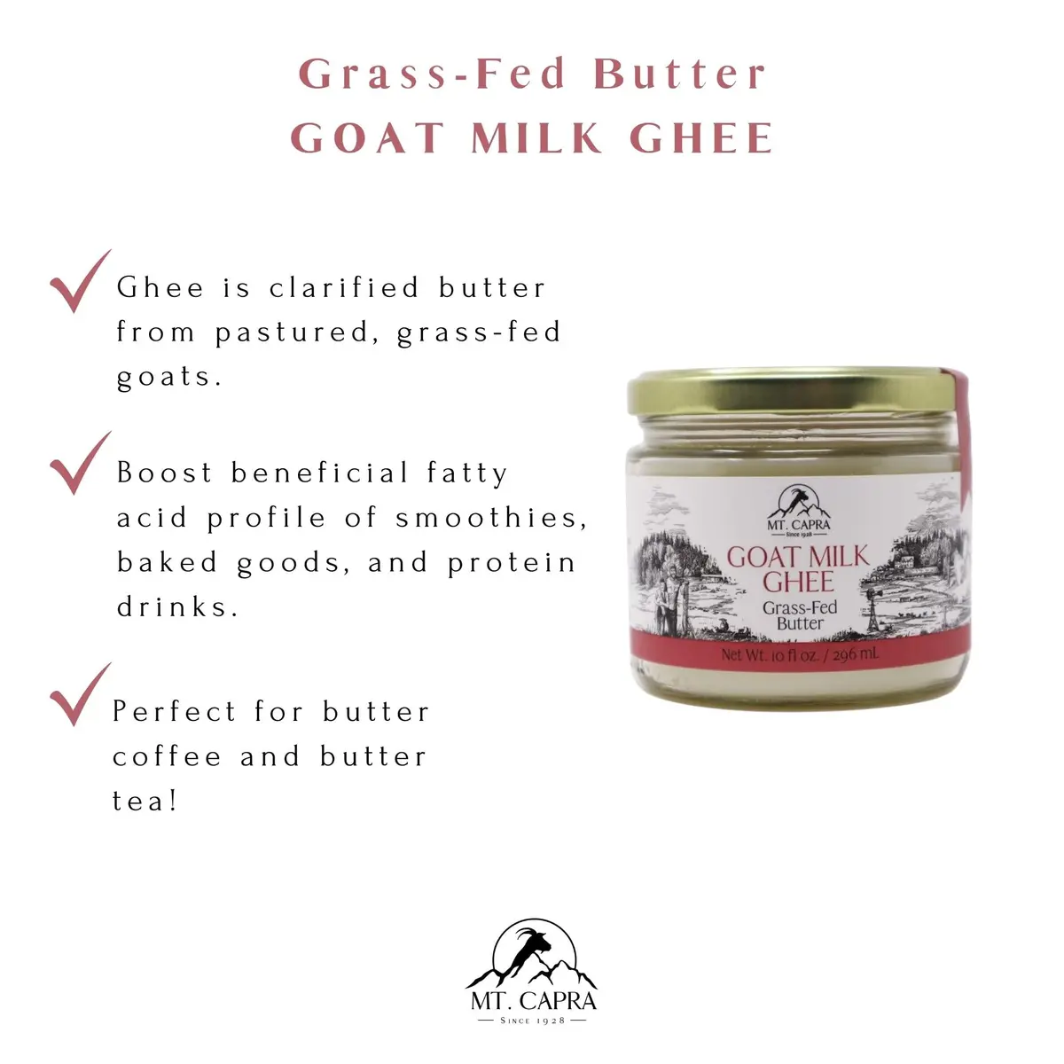 Mt. Capra Goat Milk Ghee | Unsalted, Pasture Raised | 10 fl oz - view 3